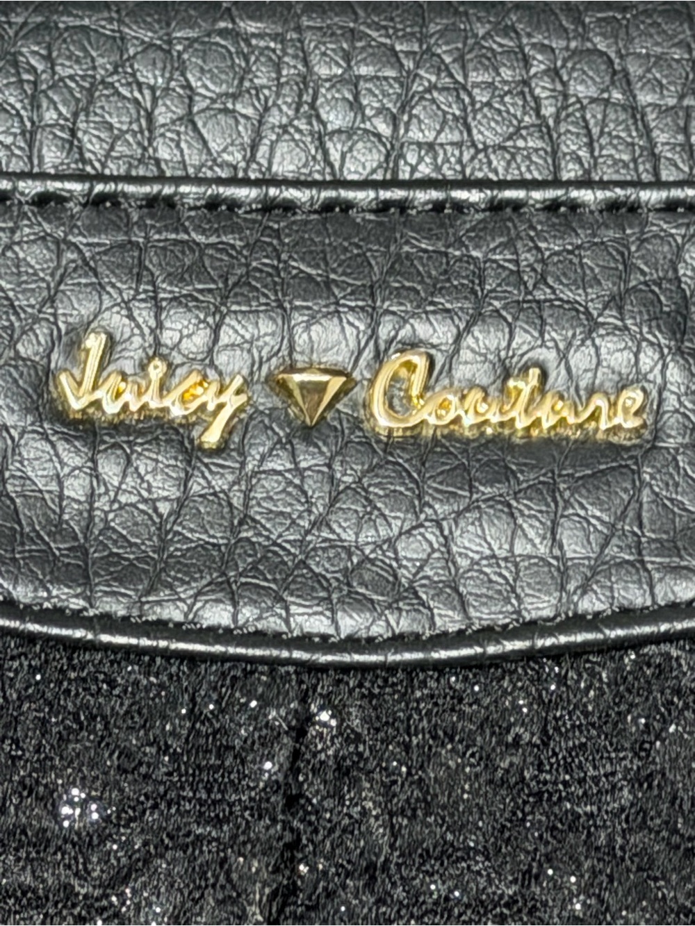 Juicy Couture Black Glitter Lace Wristlet Clutch Bag